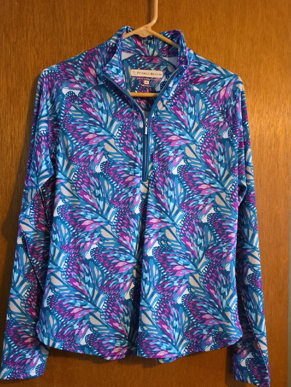 Pebble Beach Teal, Pink & Aqua Printed 1/4 Zip Pullover